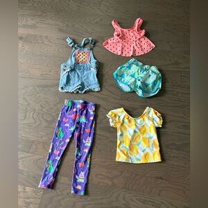 Toddler girl clothes lot size 3t-4t swim leggins overalls Dino lemons shorts
